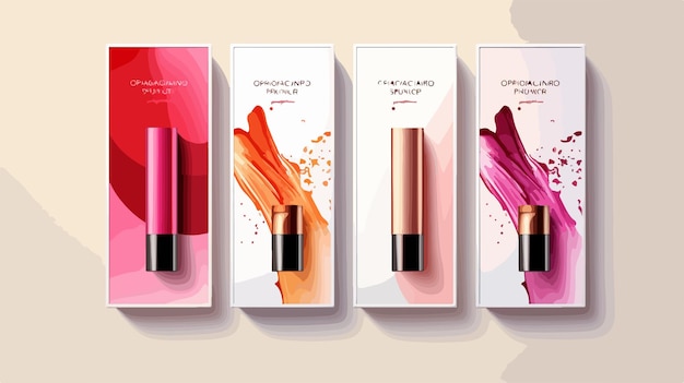 Vector a series of different products with the name of the brand of lipstick