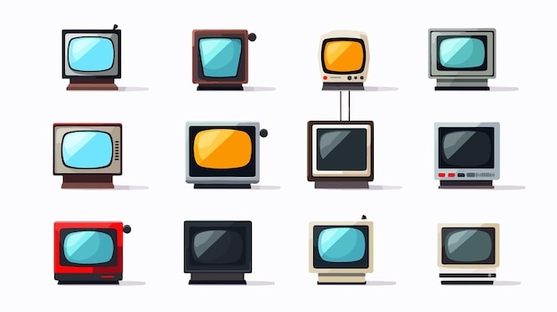 a series of different tvs with different colors and one with a blue and green one