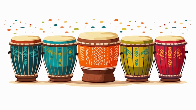 Vector a series of drums with colorful designs on them