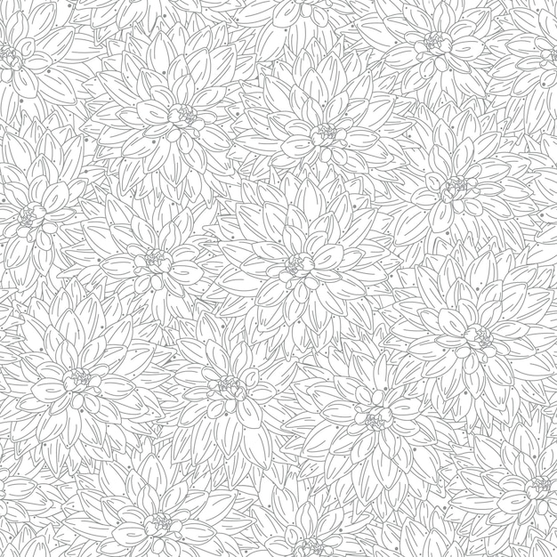 Vector series of floral botanical hand drawing seamless pattern wild flower motif in rustic outline line