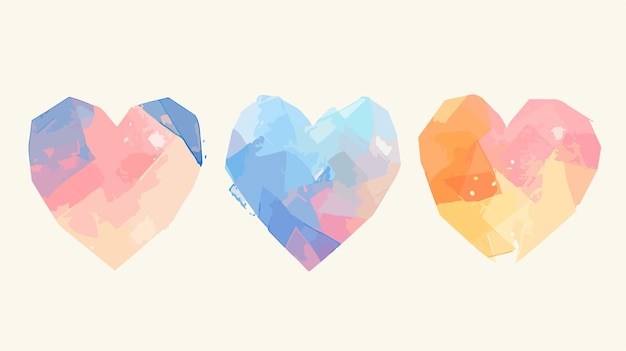 Vector a series of hearts with a colorful background