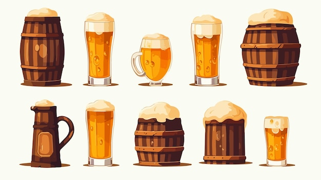 a series of illustrations of beer mugs with a beer mug on it