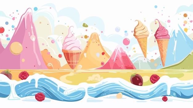 Vector a series of illustrations by person shows ice creams and ice creams