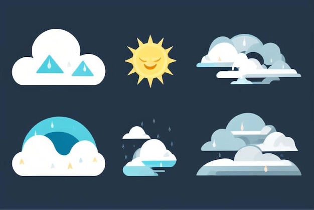 a series of illustrations of clouds and sun and clouds