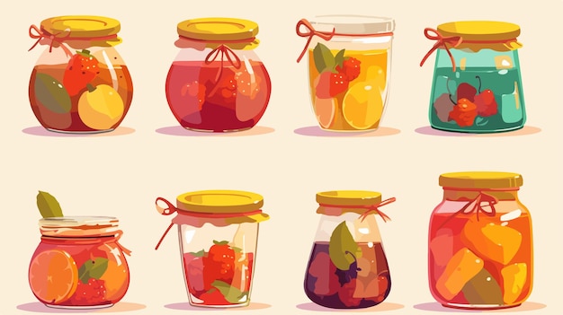 a series of images of fruit in a jar