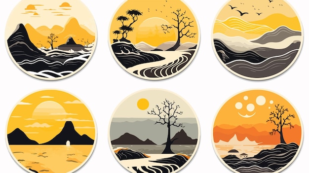 a series of images of landscape with trees and mountains