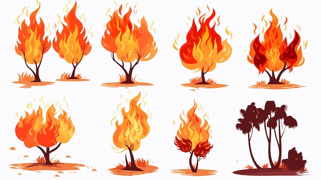 a series of images of trees the seasons of fire