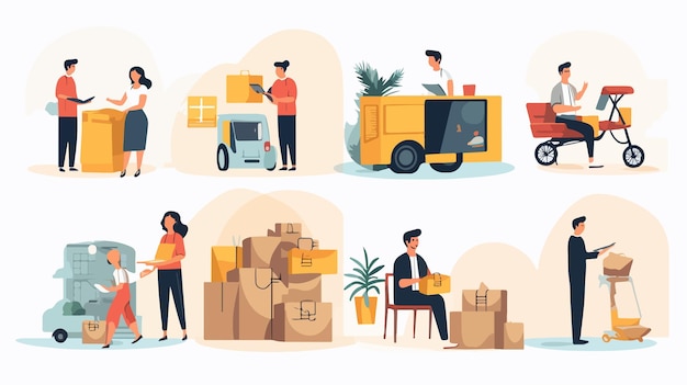 a series of images with people and boxes with boxes and boxes