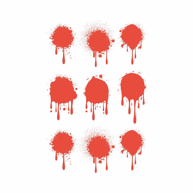 a series of images with red paint and a white background