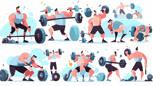 a series of pictures of a man lifting weights with a man lifting weights