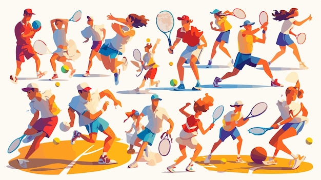 a series of pictures of people playing tennis with a tennis racket