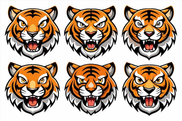 a series of pictures of tiger faces with the mouth open