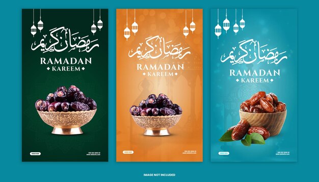 Vector a series of posters for ramadan with arabic writing.