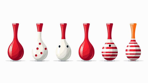 Vector a series of red and white bowling pins