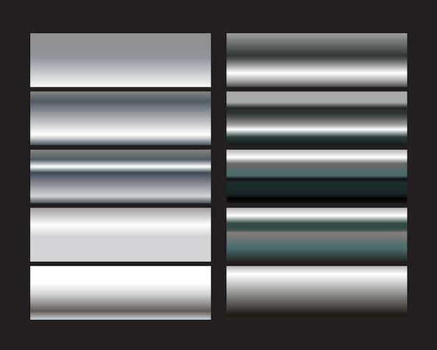 Vector a series of silver metal bars with a dark background