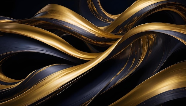 Vector a series of smooth undulating ribbons in black and gold creating a sense of elegance and sophistication