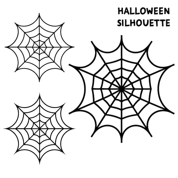 Vector a series of spiderweb variations of halloween party decorations on black mesh patterns vector lines