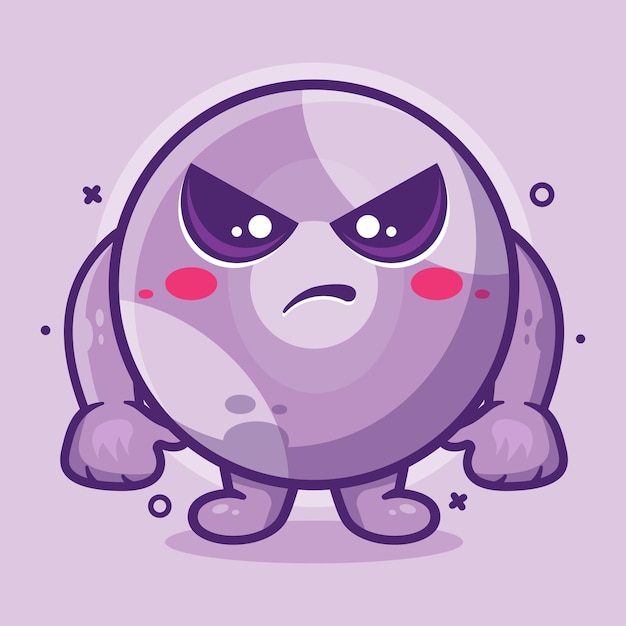 serious billiard ball character mascot with angry expression isolated cartoon in flat style design