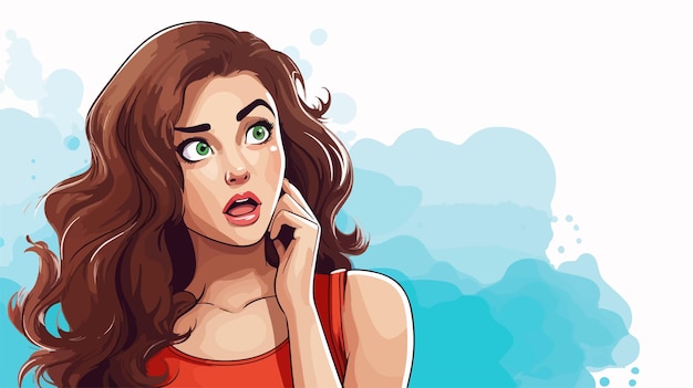 Serious Cartoon Girl with Speech Bubble Stock Illustration