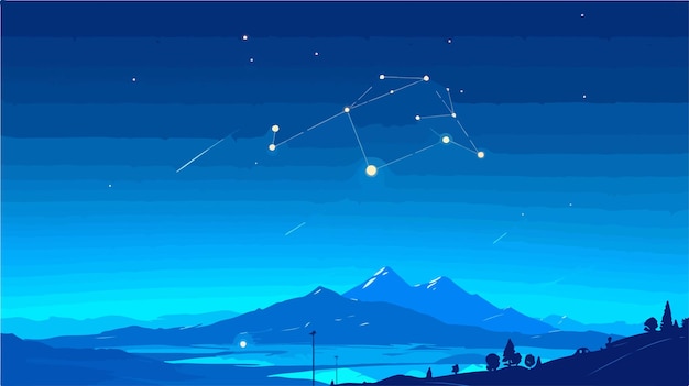 Serpens Constellation Flat Style Vector Banner