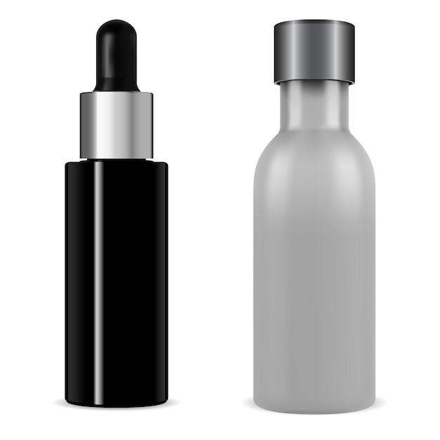 Serum bottle dropper cosmetic. Black glass vial 3d