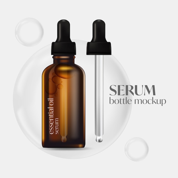 Vector serum bottle mockup, 3d rendering