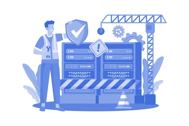 Server Maintenance Illustration concept on white background