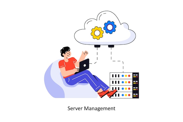 Server Management Flat Style Design Vector illustration Stock illustration