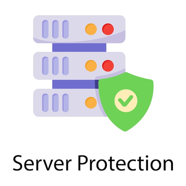 Server protection hand drawn flat icon