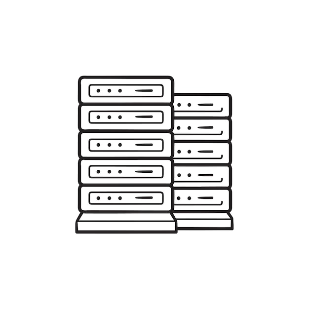 Server racks hand drawn outline doodle icon. Database, data bank center, web hosting and server concept