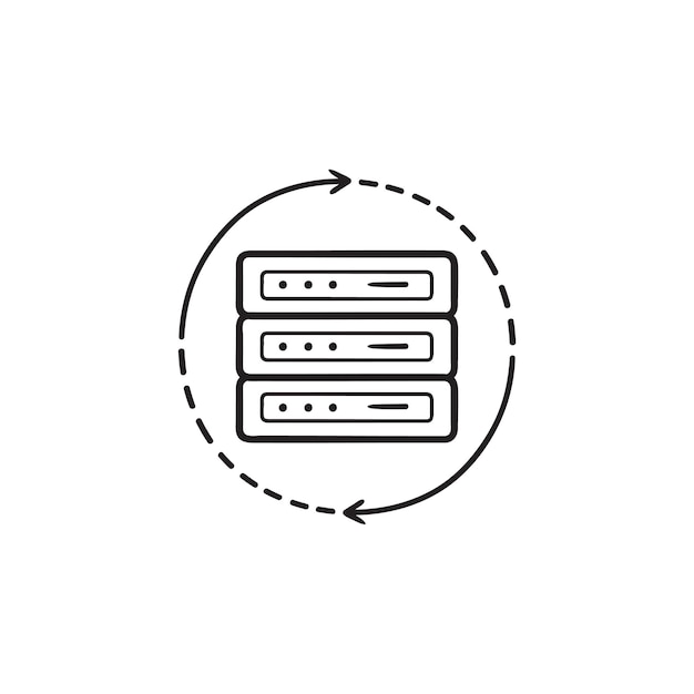 Server reload hand drawn outline doodle icon. Update database, server administration and management concept