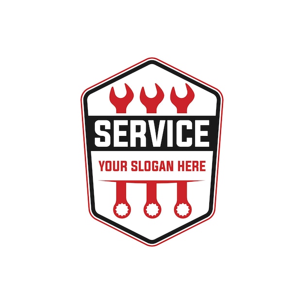 Vector service auto repair wrench logo sign flat template