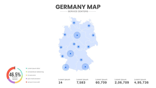 Service centers are highlighted within the of Germany Infographic map