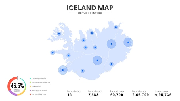 Service centers are highlighted within the of Iceland Infographic map