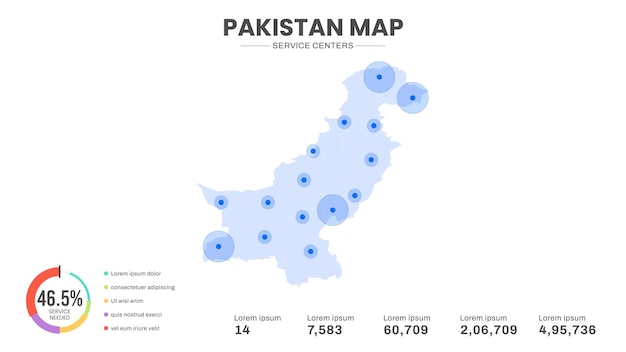 Service centers are highlighted within the of Pakistan Infographic map