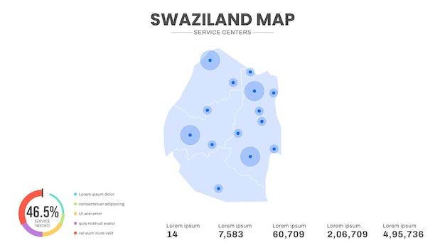 Service centers are highlighted within the of Swaziland Infographic map