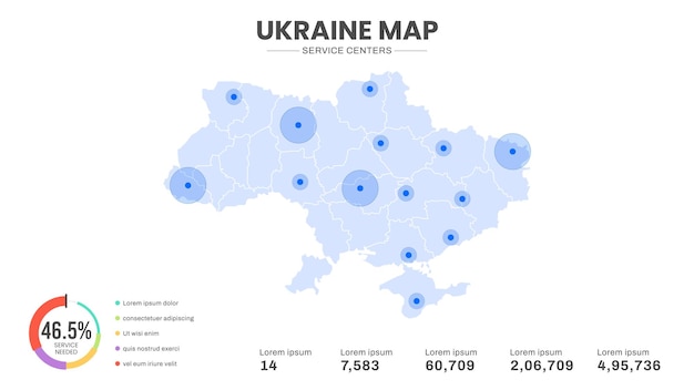 Service centers are highlighted within the of Ukraine Infographic map