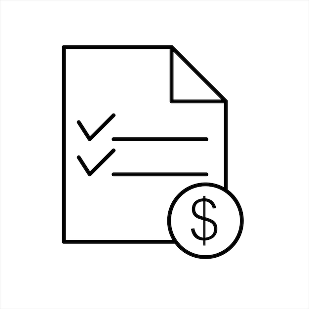 Service list with dollar sign linear icon. Invoice. Thin line illustration. Business document.
