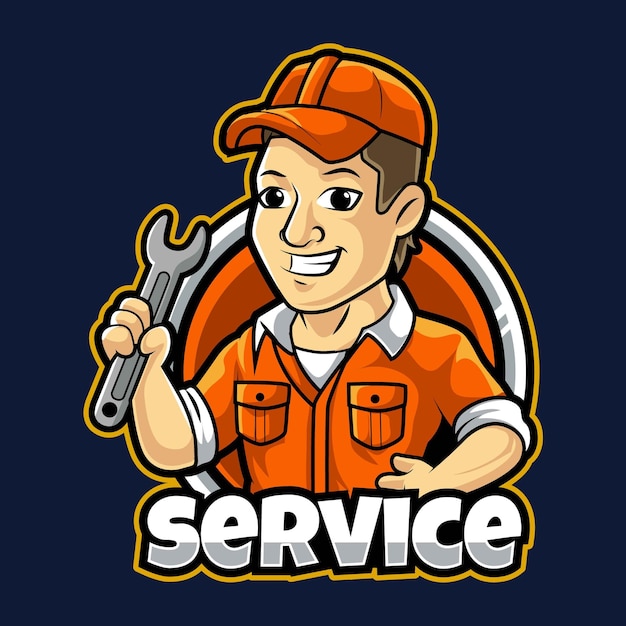 Service man mascot logo vector illustration