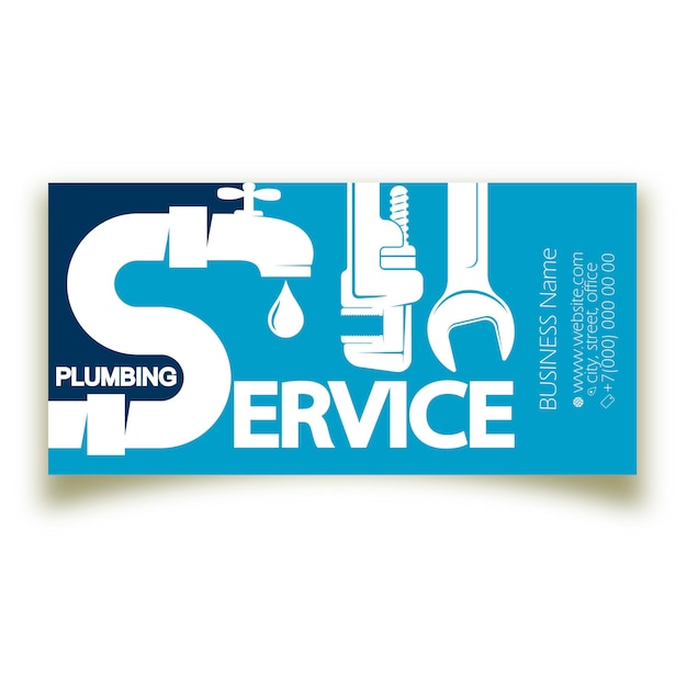 Vector service plumbing and plumbing systems business card concept