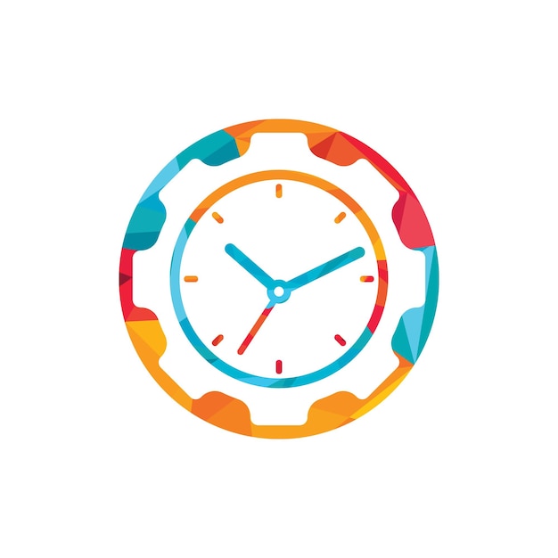 Service time vector logo design Gear and analog clock icon vector design