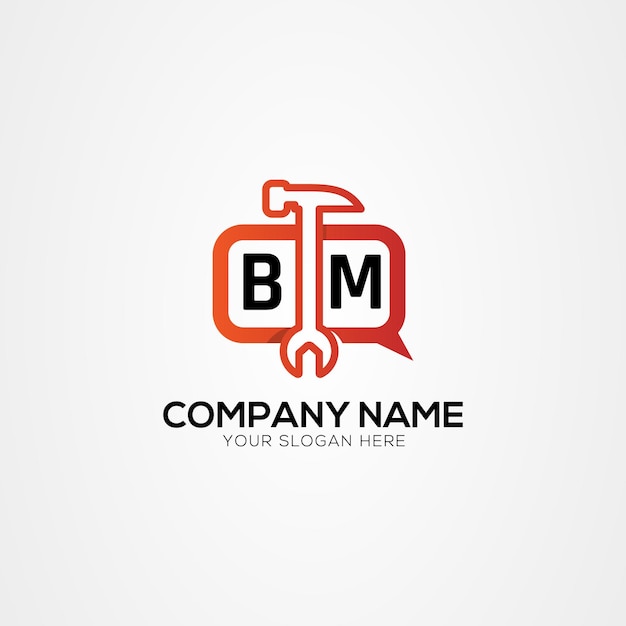 Vector services icon or chat logo with letter bm logo isolated vector illustration