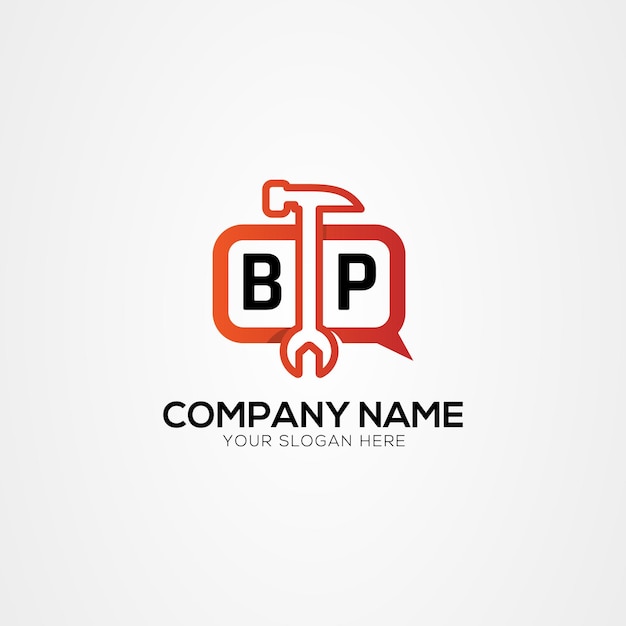 Vector services icon or chat logo with letter bp logo isolated vector illustration