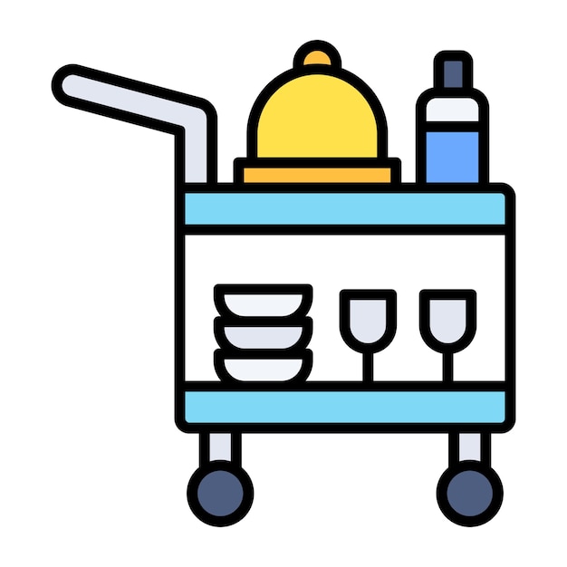 Serving Cart Flat Illustration