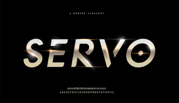 "Servo" Modern shiny gold alphabet. futuristic typography fonts