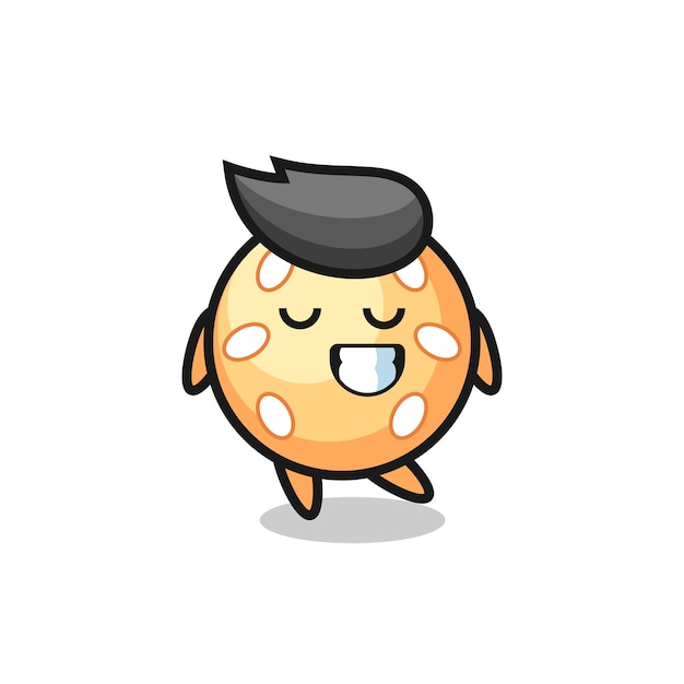 Sesame ball cartoon illustration with a shy expression