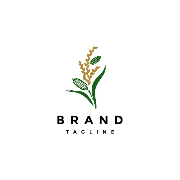 Sesame Plant Between Rice Plants Logo Design Agricultural Technology Logo Design