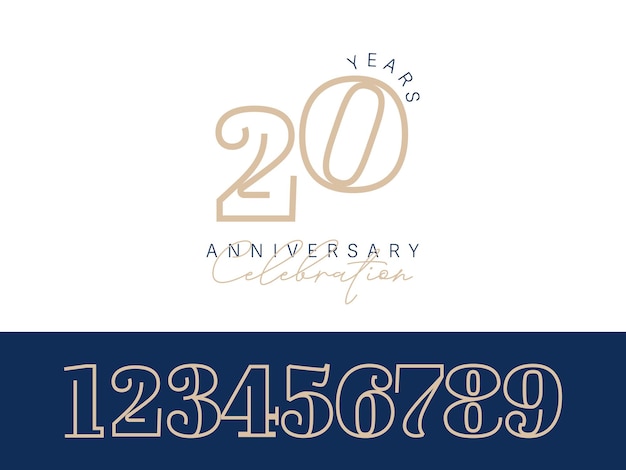 Set 1 2 3 4 5 6 7 8 9 20 Years Anniversary template design