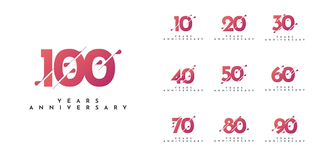 Set 10 to 100 Years Anniversary Design