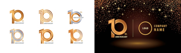 Set of 10th Anniversary logotype design, Ten years anniversary celebration